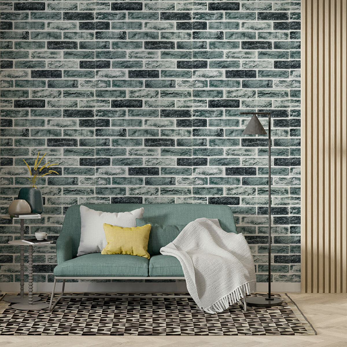 Самоклеющаяся 3D панель под кирпич клинкер синий 700x700x5мм (413) SW-00000768 — изображение 5