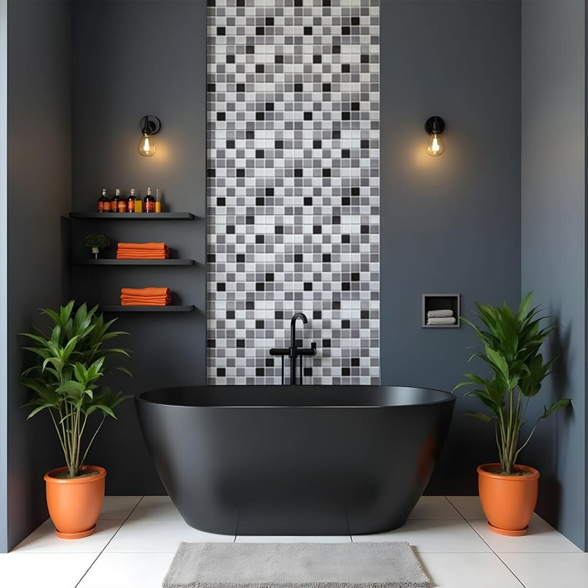 Декоративная ПВХ панель черно-белая мозаика 960х480х4мм SW-00001432 — изображение 7