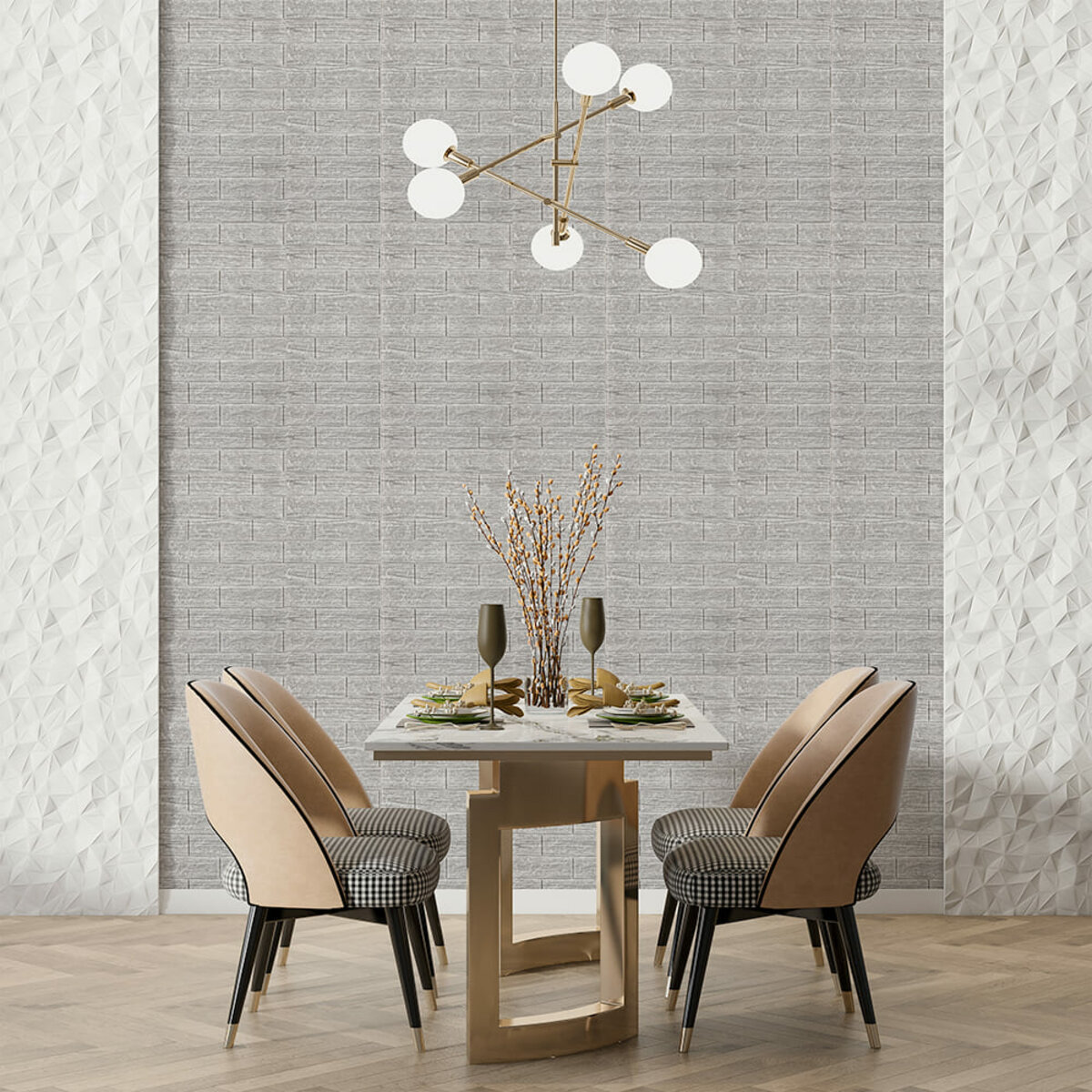 Самоклеющаяся декоративная 3D панель под кирпич серая полоска 700x770x5мм (183) SW-00000488 — изображение 5