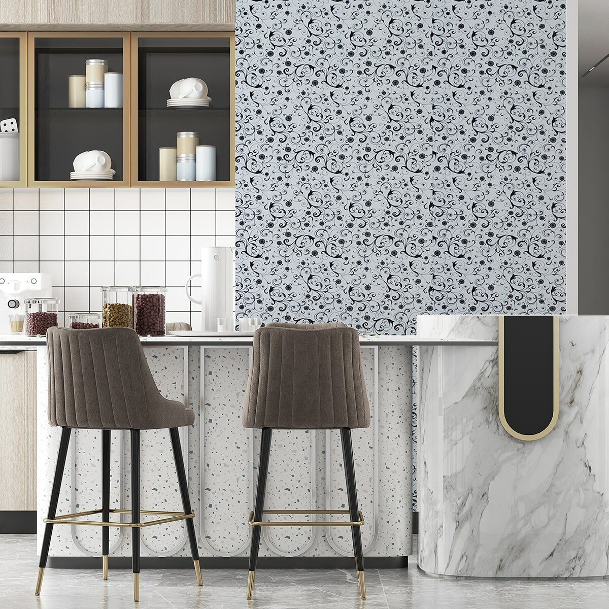 Самоклеющаяся пленка белые вензеля 0,45х10м (10175) SW-00000828 — изображение 6