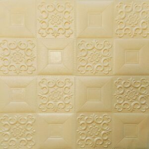Самоклеющаяся декоративная потолочно-стеновая панель бежевый узор 700x700x5мм (182) SW-00000482