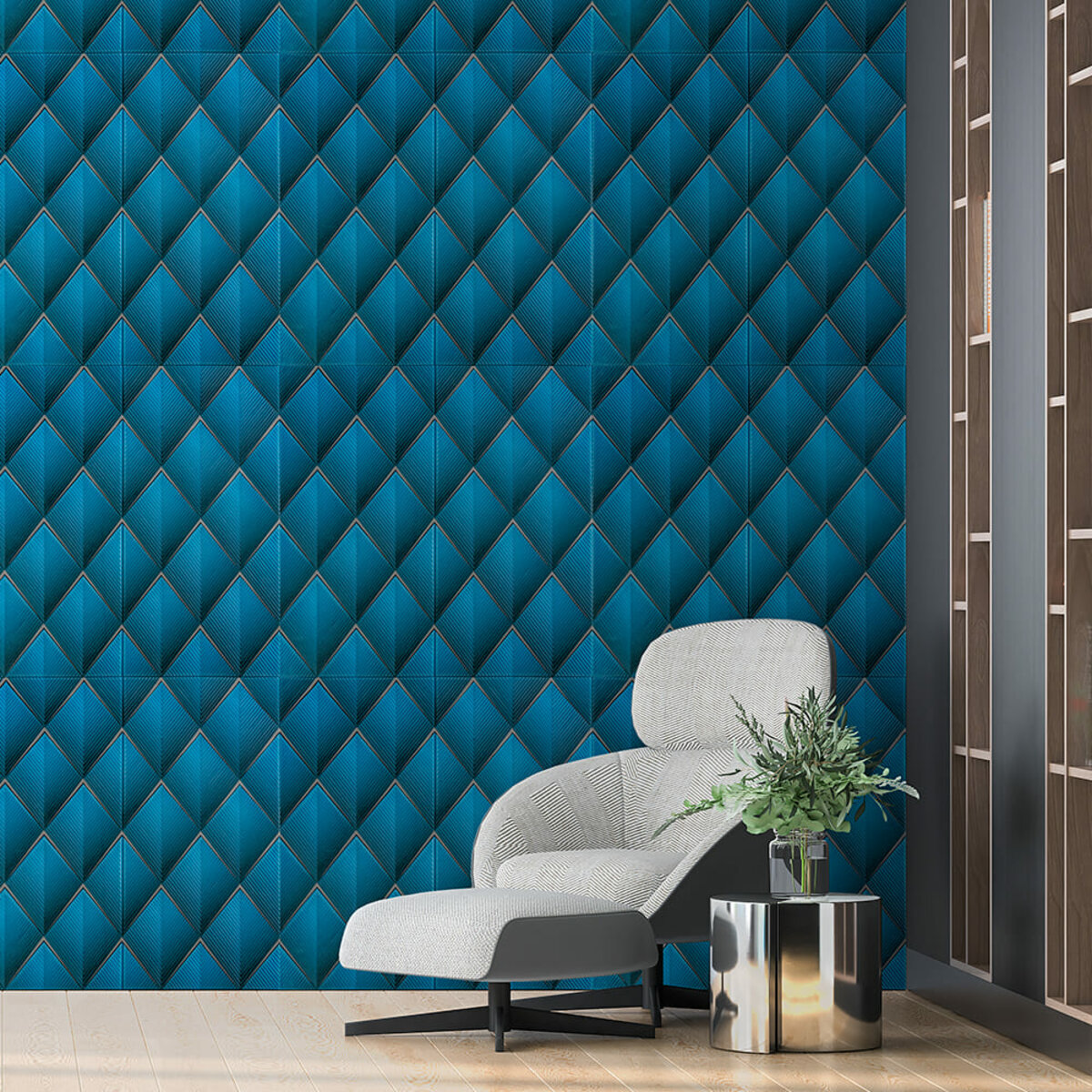 Панель стеновая 3D 700х700х4мм ромбы синие (D) SW-00001985 — изображение 5