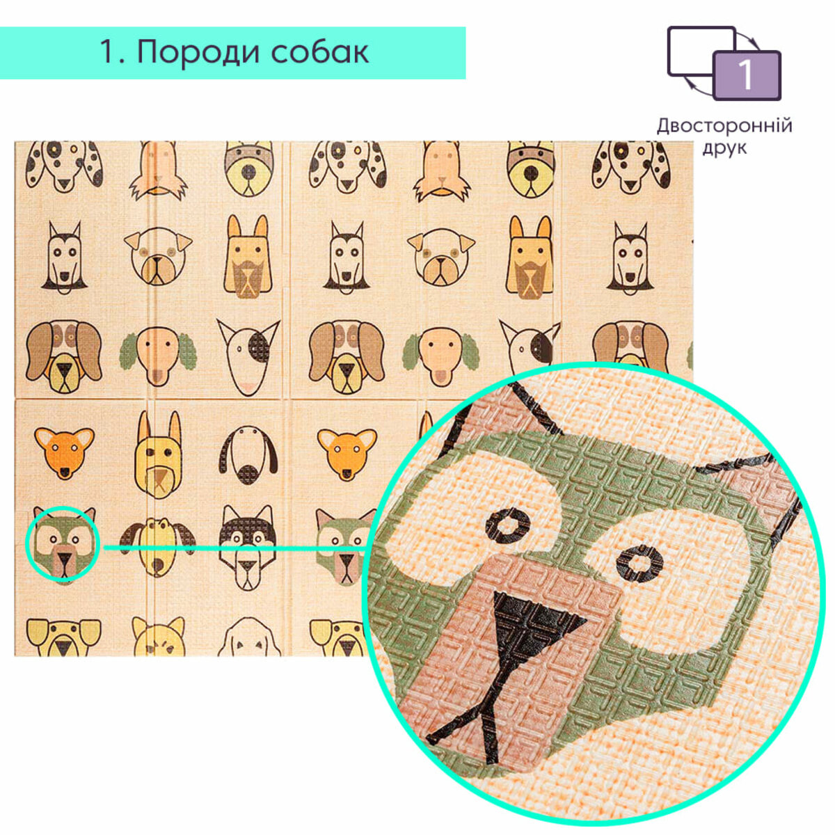Детский складной развивающий термоковрик 150х200х1см "Породы собак | Щенята" (274) SW-00001313 — изображение 4