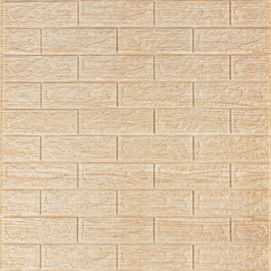 Самоклеющаяся декоративная 3D панель под кирпич бежевая полоска 700x770x5мм (184) SW-00000489