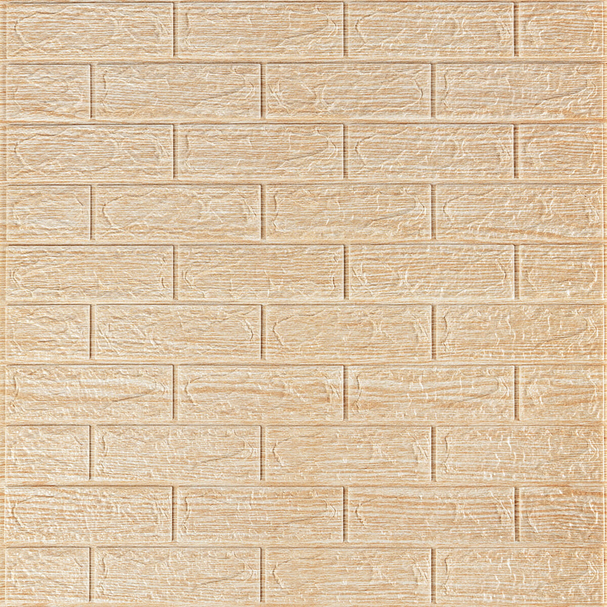 Самоклеющаяся декоративная 3D панель под кирпич бежевая полоска 700x770x5мм (184) SW-00000489