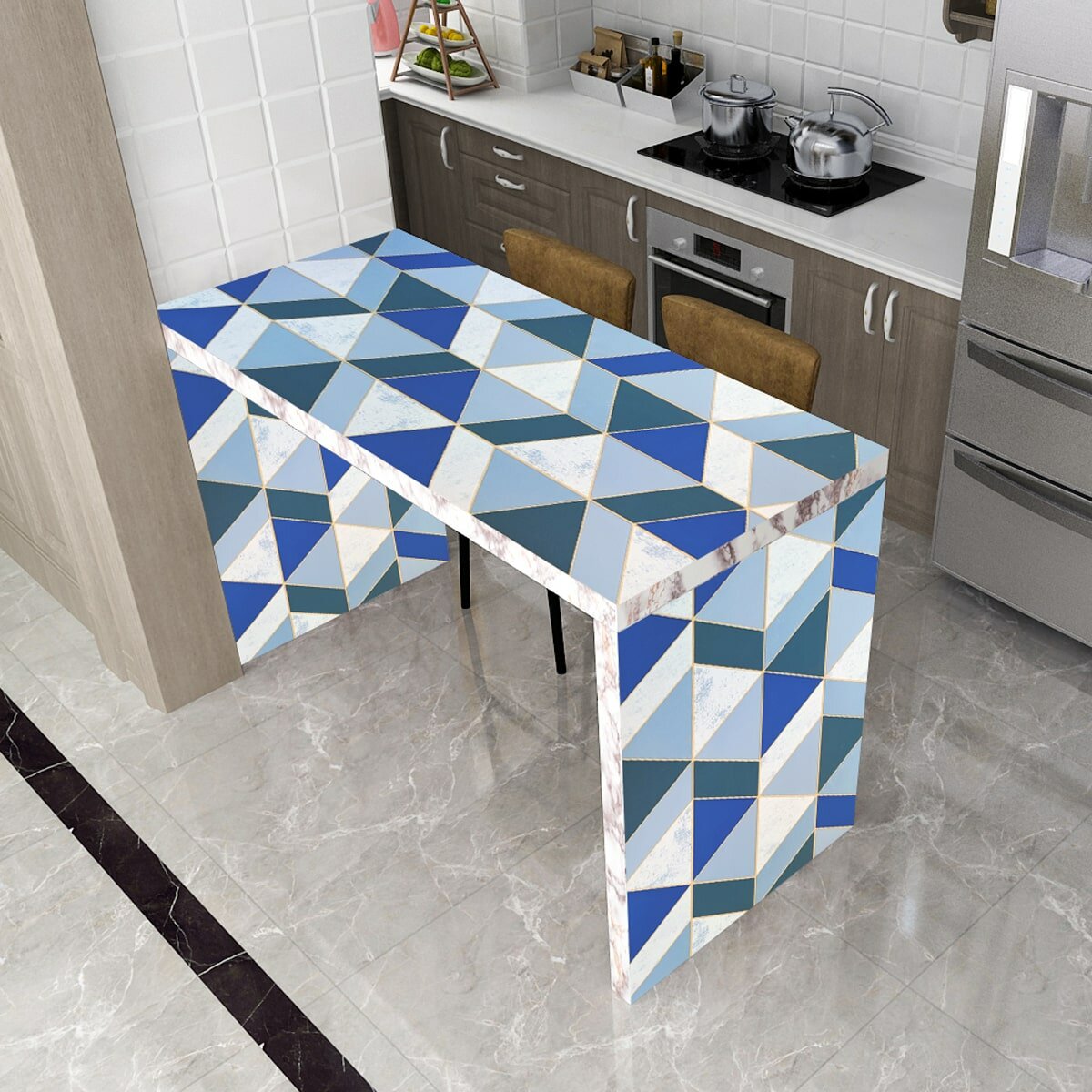 Самоклеющаяся пленка синие треугольники 0,45х10м SW-00001224 — изображение 5