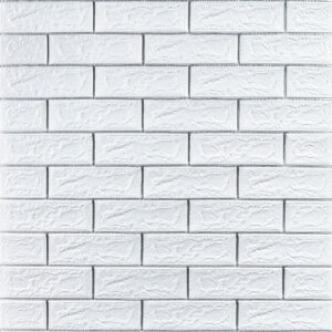 Самоклеющаяся 3D панель кирпич белый полоска серебро 700х770х5мм (100-5) SW-00000753
