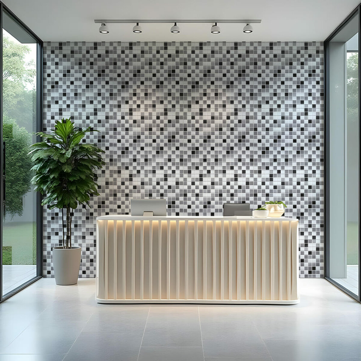 Декоративная ПВХ панель черно-белая мозаика 960х480х4мм SW-00001432 — изображение 5