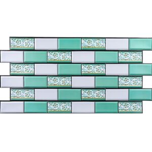 Декоративная ПВХ панель кирпич зеленый орнамент 960х480х4мм SW-00001429