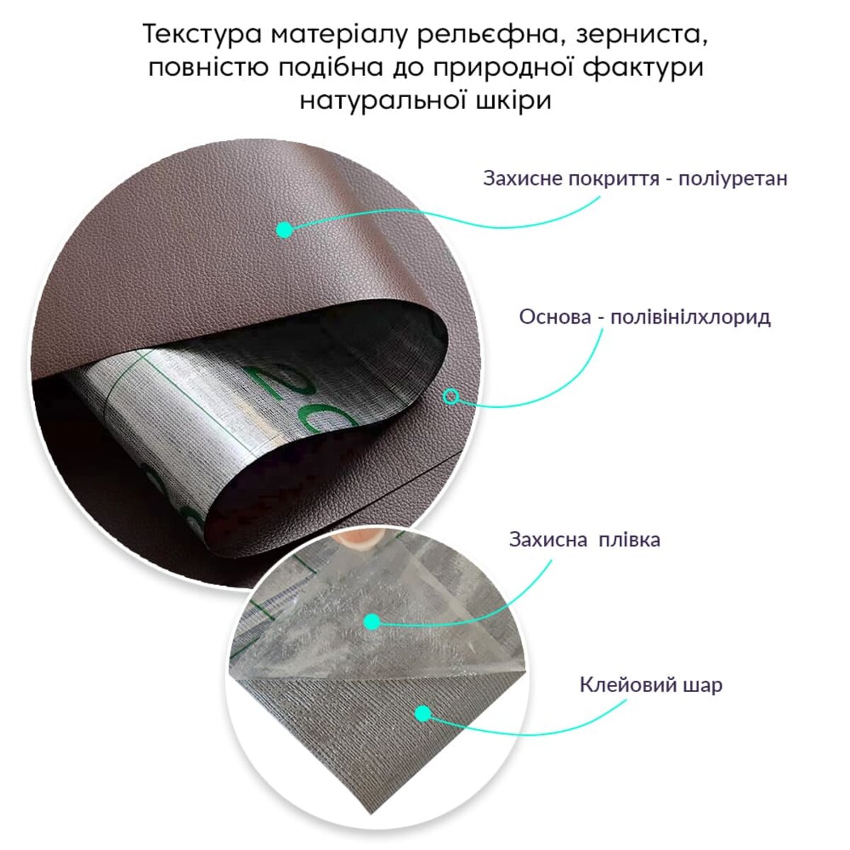 Самоклеющая экокожа в рулоне 1.37*1m*0.5mm Коричневый (D) SW-00001360 — изображение 3