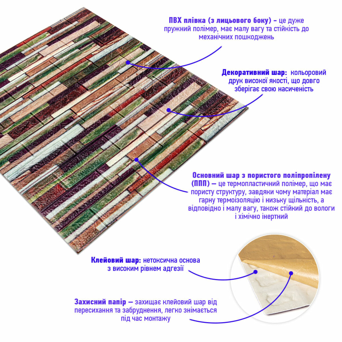 Панель стеновая 3D 700*770*6mm MIX (D) SW-00001799 — изображение 2
