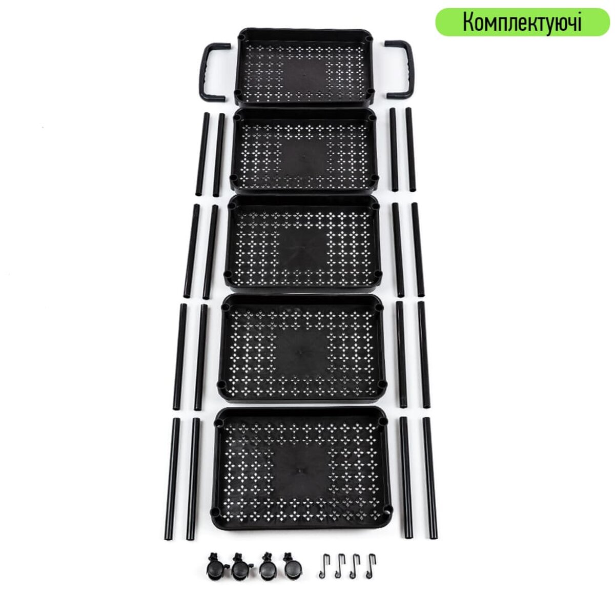 Этажерка мобильная пятиярусная универсальная пластиковая черная 41*25*127см SW-00002109 — изображение 6