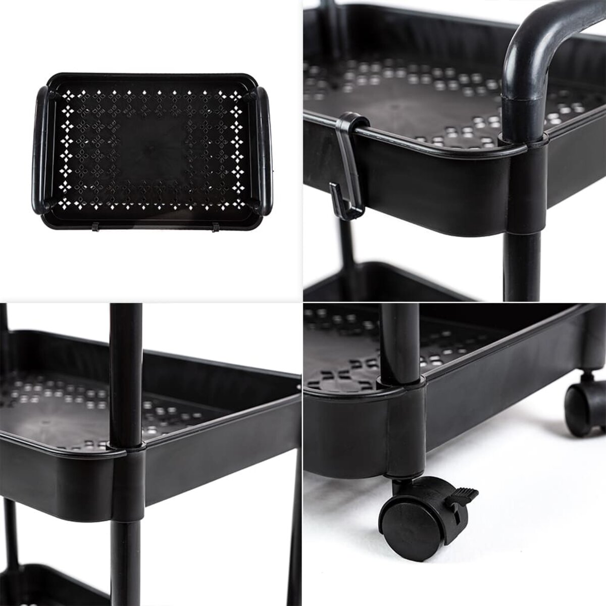 Этажерка мобильная пятиярусная универсальная пластиковая черная 41*25*127см SW-00002109 — изображение 5