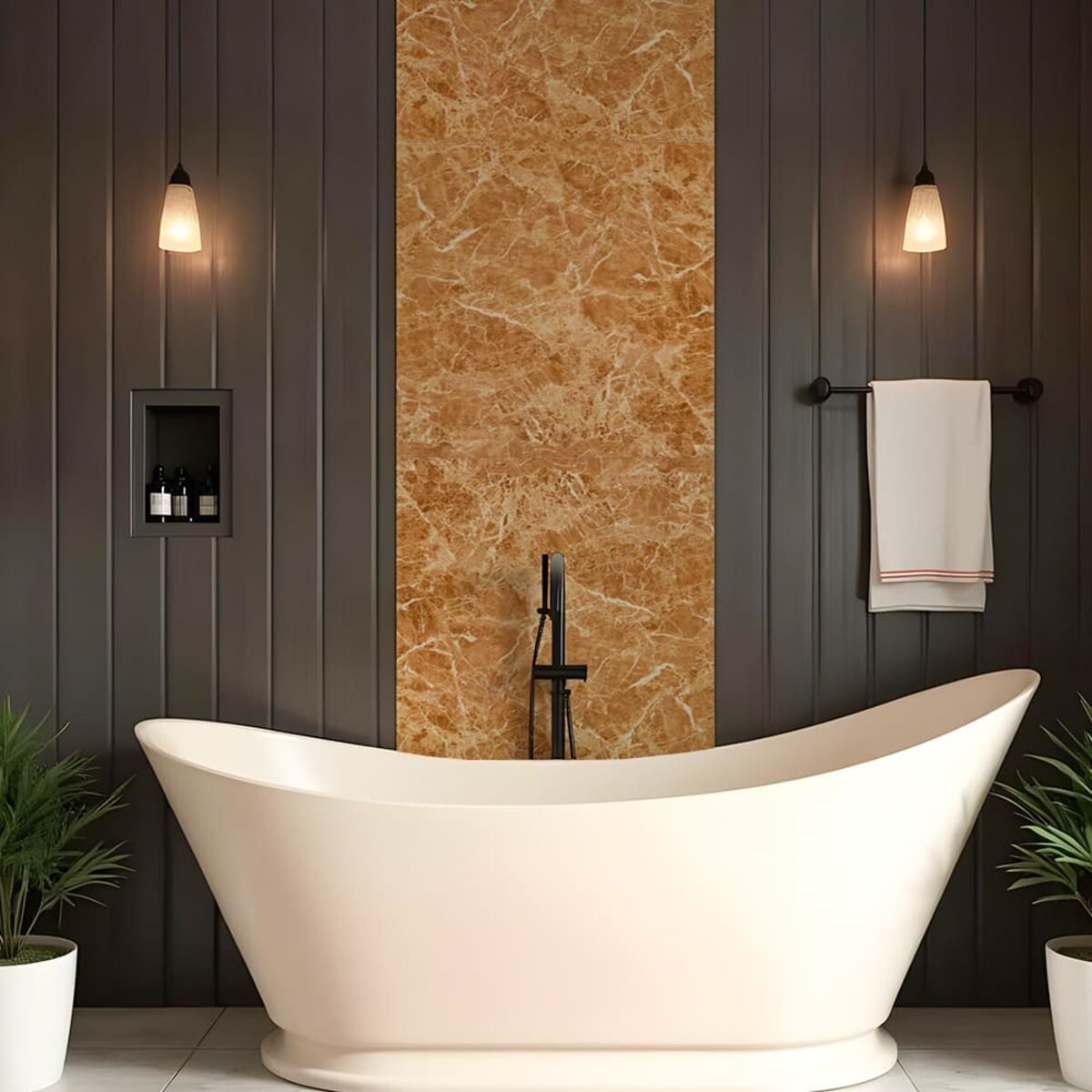 Декоративная ПВХ плита кремовый мрамор 600*600*3mm (S) SW-00001619 — изображение 6