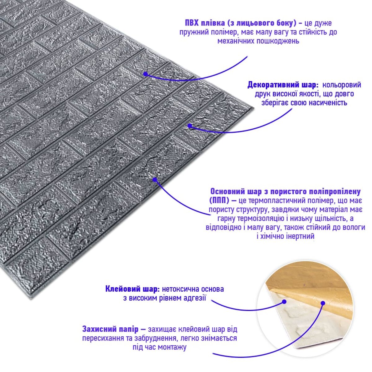 Самоклеющаяся 3D панель под серебряный кирпич в рулоне 19600x700x3мм (R017-3-20) SW-00001197 — изображение 3