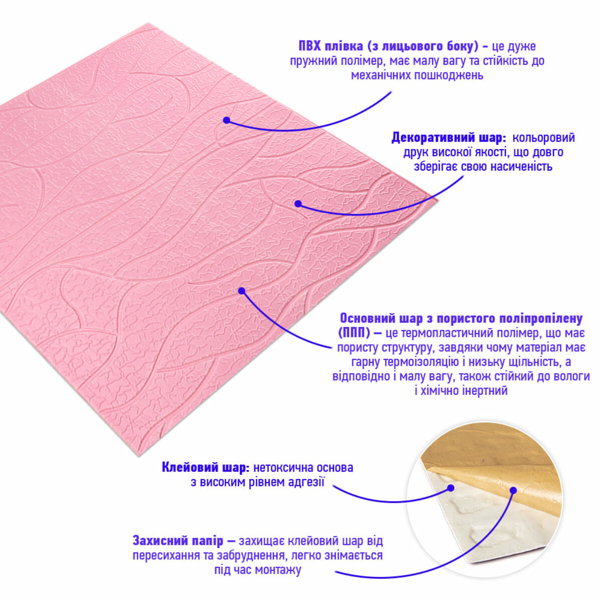 Панель 3D Pink 700*700*6mm (D) SW-00001950 — изображение 2