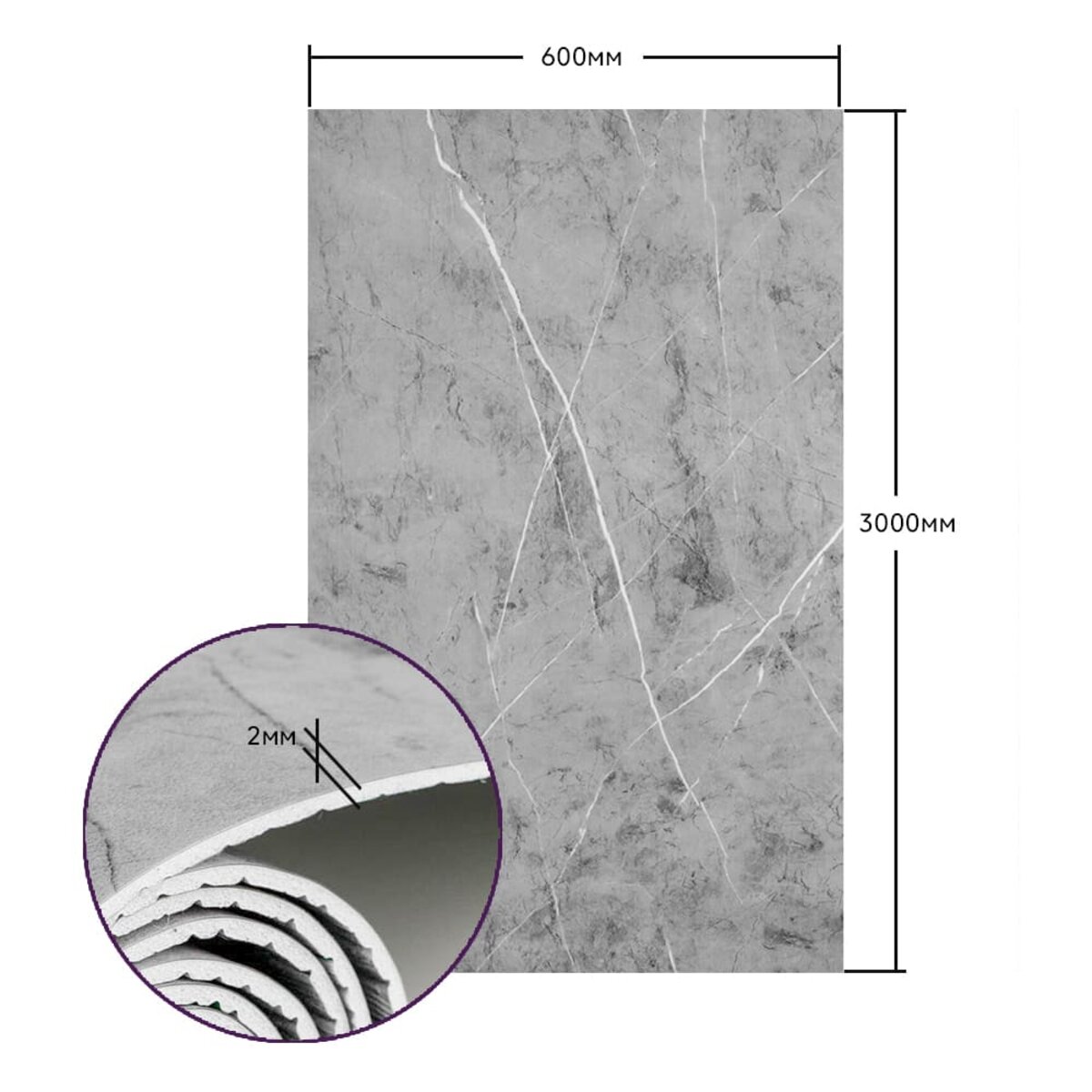 Самоклеящаяся стеновая PET плитка в рулоне 600*3000*2mm SW-00001702 — изображение 3