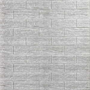 Самоклеющаяся декоративная 3D панель под кирпич серая полоска 700x770x5мм (183) SW-00000488