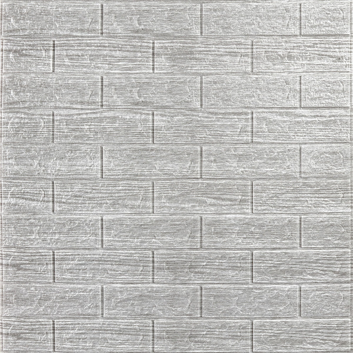 Самоклеющаяся декоративная 3D панель под кирпич серая полоска 700x770x5мм (183) SW-00000488