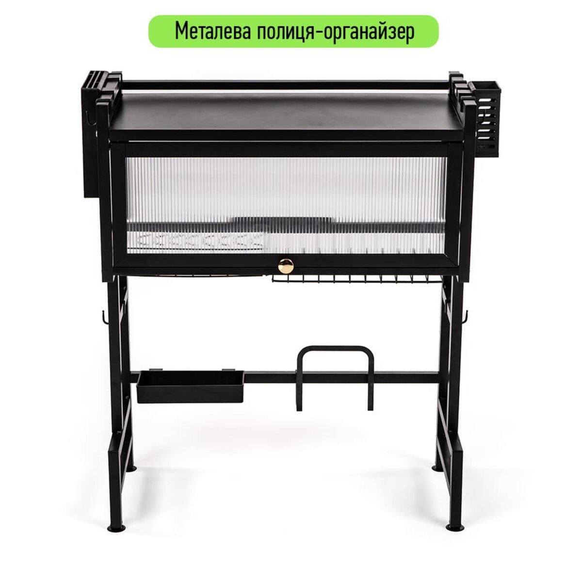 Полка-органайзер для хранения и сушки посуды над раковиной мобильная из нержавеющей стали черная 65*30*78см SW-00002115 — изображение 2